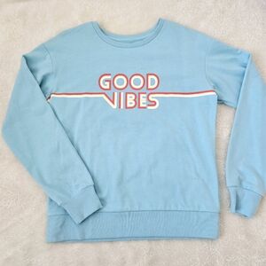 Joe Boxer Sweatshirt Good Vibes Juniors Small turquoise Blue